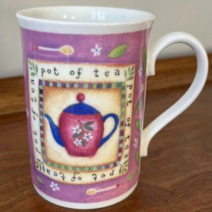 Royal Grafton "Pot of Tea" Teapot Mug Fine Bone China Cup Made in England Purple